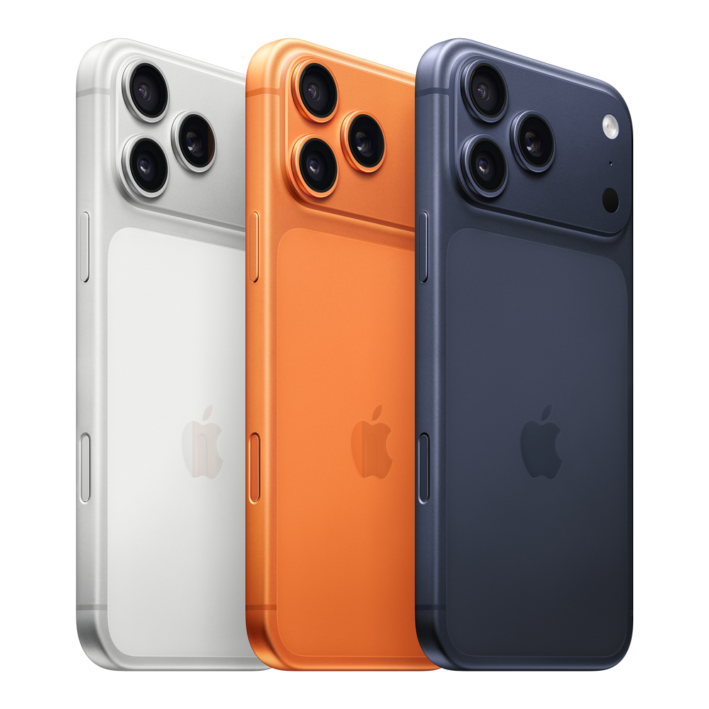 iPhone 17 Pro Max en Orange, Blue y Silver